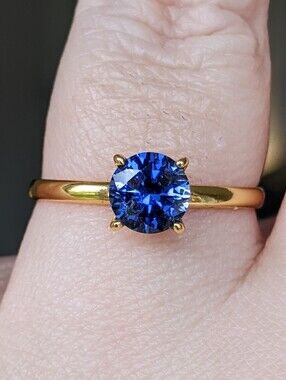 14K Gold 1ct Blue Sapphire Solitaire Ring